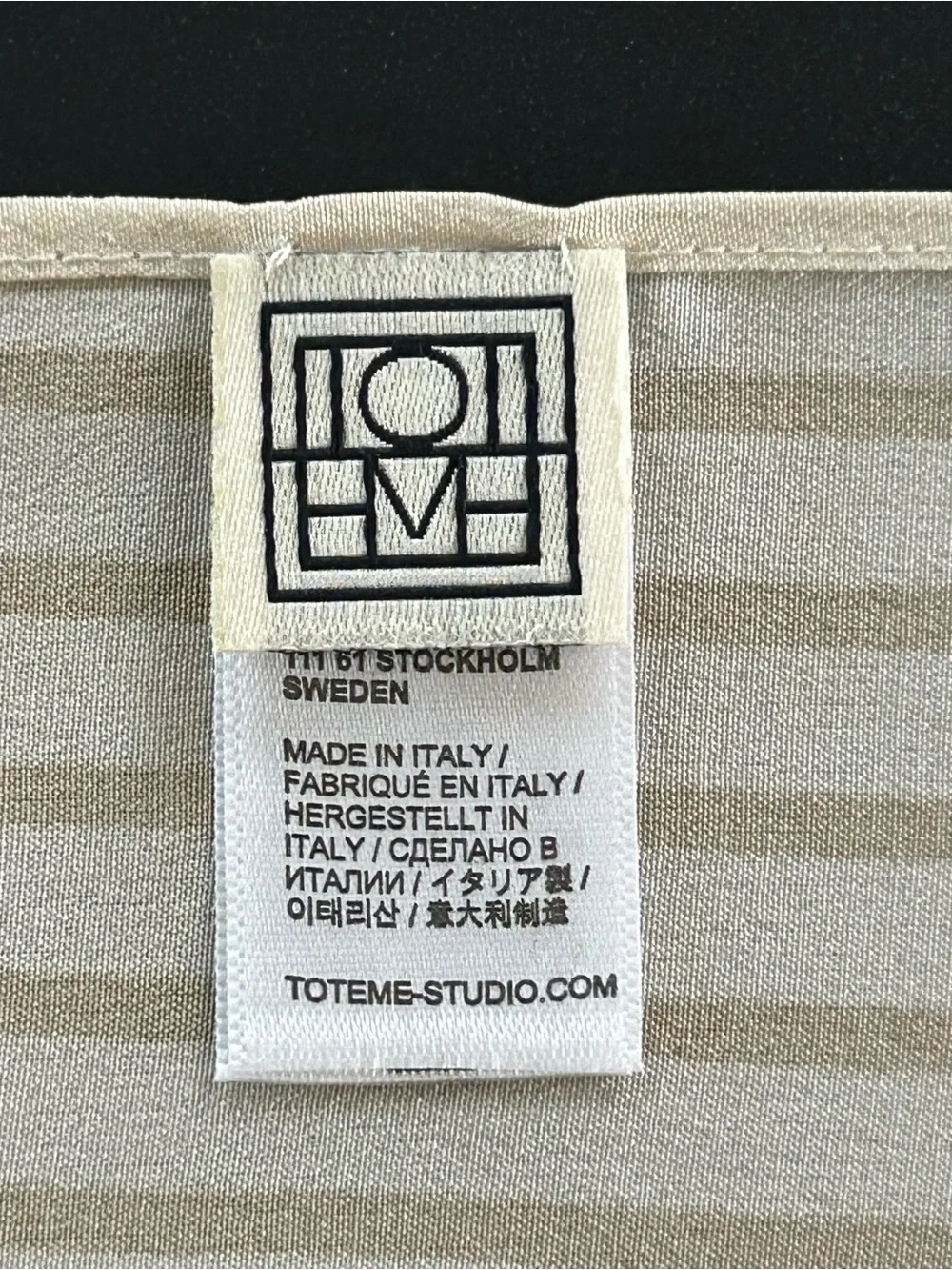 TOTEME Silk Scarf Ivory Beige Striped Neck Hair Bag Wrap Luxury Designer